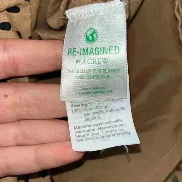 J. Crew | Ruffleneck Tiered Popover Dress in Leopard Dot sz Small S Tan black - Picture 9 of 9